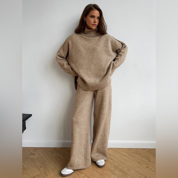 Commense Pants - 57 Plain Turtleneck Knit Pants Set